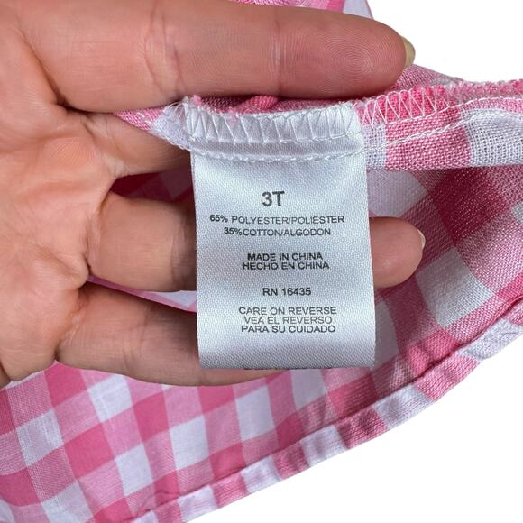 Tahari Girl Toddler Bubblegum Pink & White Checkered Peter Pan Collar Dress - Picture 6 of 7